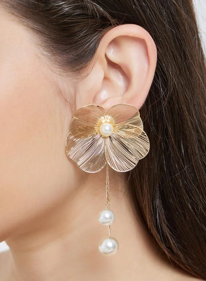 Styli Styli Floral Faux Pearl Drop Earrings
