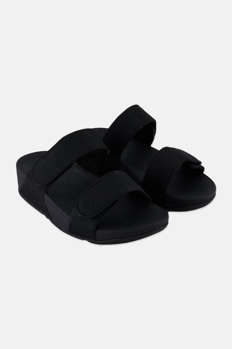 FitFlop Women Velcro Closure Shimmerlux Slippers, Black - Image 1