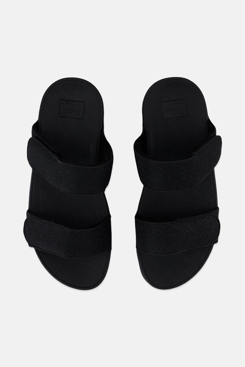 FitFlop Women Velcro Closure Shimmerlux Slippers, Black - Image 3