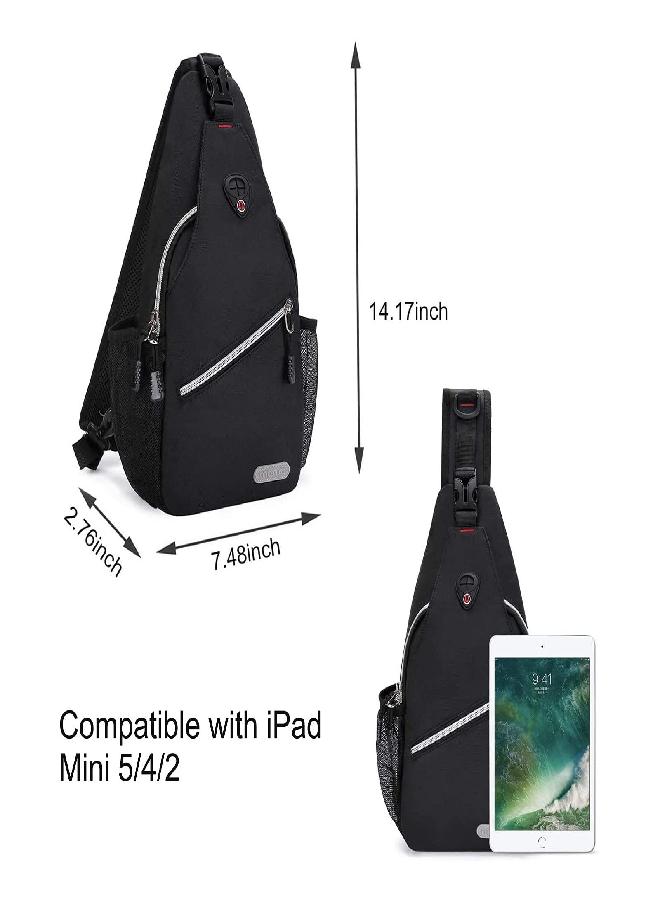 Mosiso Mini Sling Backpack,Small Hiking Daypack Travel Outdoor Casual Sports Bag, Black - Image 3