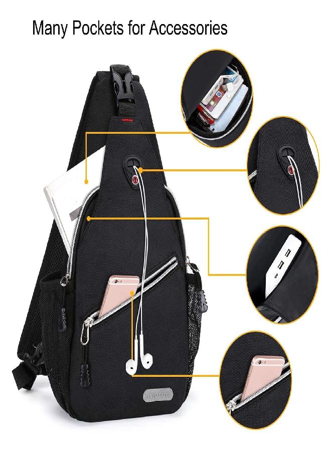 Mosiso Mini Sling Backpack,Small Hiking Daypack Travel Outdoor Casual Sports Bag, Black - Image 5