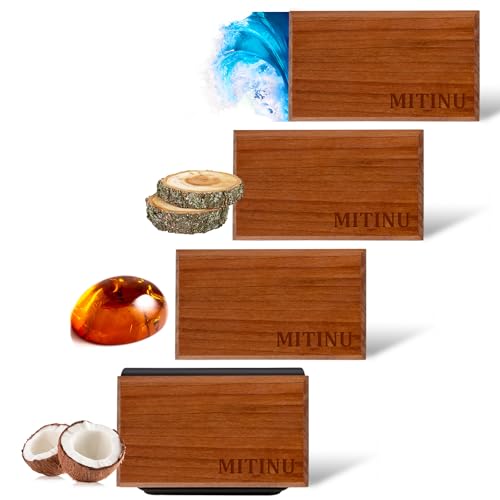 MITINU Car Air Freshener – 4-Pack – Long-Lasting Scents with Metal Clip – Amber, Ocean, Teak & Coconut – Aromatherapy Vent Diffuser & Auto Odor Eliminator - Image 1