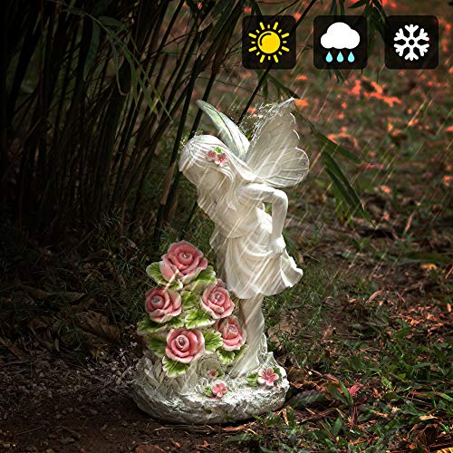 Voveexy Garden Figurines Angel Garden Statue Outdoor Decor, Solar Powered Resin Sculpture with 5 LEDs Art Decoration for Patio Lawn Yard Porch, Ornament Housewarming Gift, 11“ H - Image 3