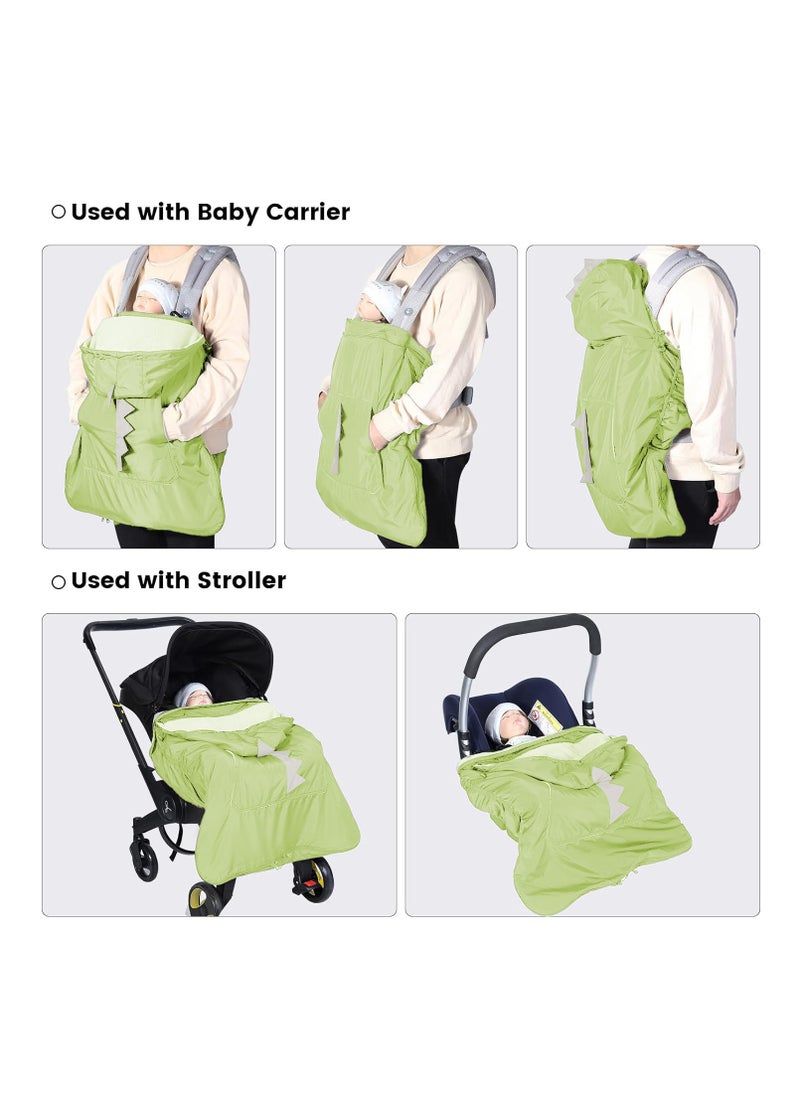 XiuWoo 3 in 1 Universal Weatherproof Baby Carrier Cover, Winter Carrier Cover, Wind Carrier Cover, Baby Stroller Cover, Baby Blanket with Zip, Warm Liner, Drawstring Hood for Windproof, Keeping Warm  - Image 2