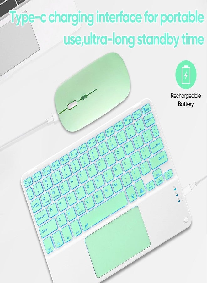 Guiheng Ultra-Slim Bluetooth Keyboard with Built-in Touchpad and Mouse Portable Mini Wireless Keyboard Rechargeable 7-Color Backlit for iPad iPhone Samsung Tablet iPhone Smartphone iOS Android Windows-Green - Image 5