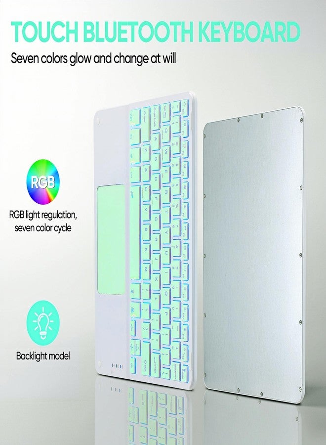 Guiheng Ultra-Slim Bluetooth Keyboard with Built-in Touchpad and Mouse Portable Mini Wireless Keyboard Rechargeable 7-Color Backlit for iPad iPhone Samsung Tablet iPhone Smartphone iOS Android Windows-Green - Image 3