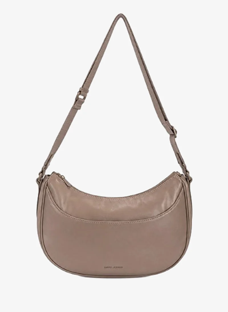 David Jones vegan leather made shoulder bag CM7821| moon leather bag with adjustable shoulder strap| chic elegant purse with external and internal pocket