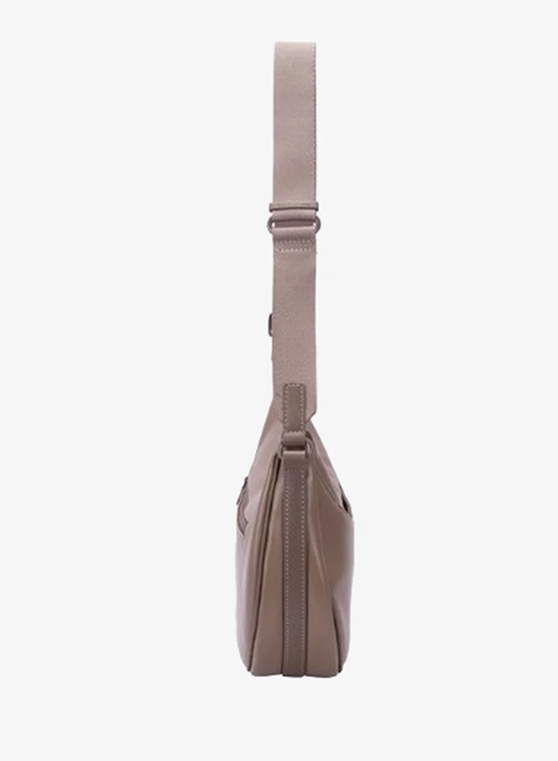 David Jones Bitter Chocolate David Jones vegan leather made shoulder bag CM7821| moon leather bag with adjustable shoulder strap| chic elegant purse with external and internal pocket for Women | Best Price UAE