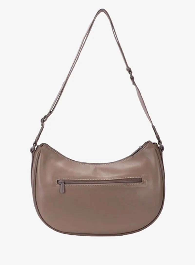 David Jones Bitter Chocolate David Jones vegan leather made shoulder bag CM7821| moon leather bag with adjustable shoulder strap| chic elegant purse with external and internal pocket for Women | Best Price UAE