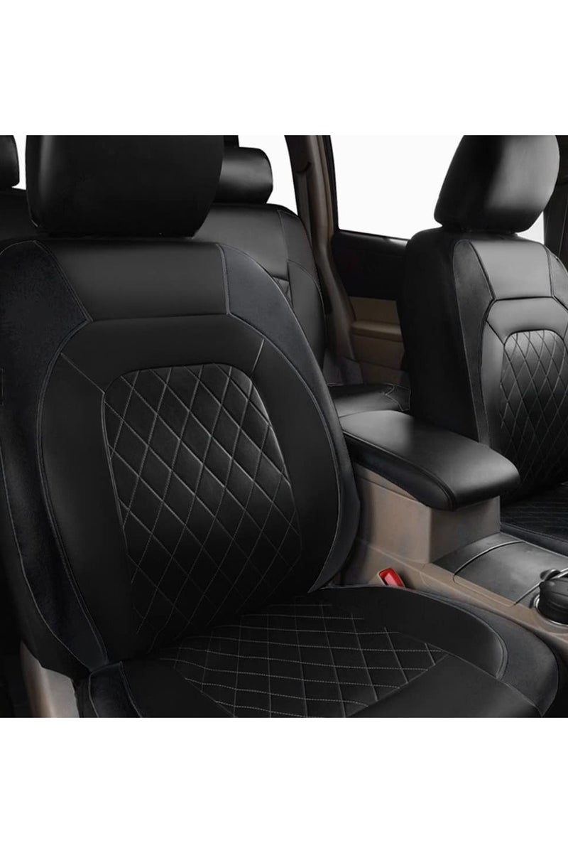 KYD 9 Pieces Universal Car Seat Covers Set, Black PU Leather Auto Seat Protectors Full Set for Most Vehicle - Image 3