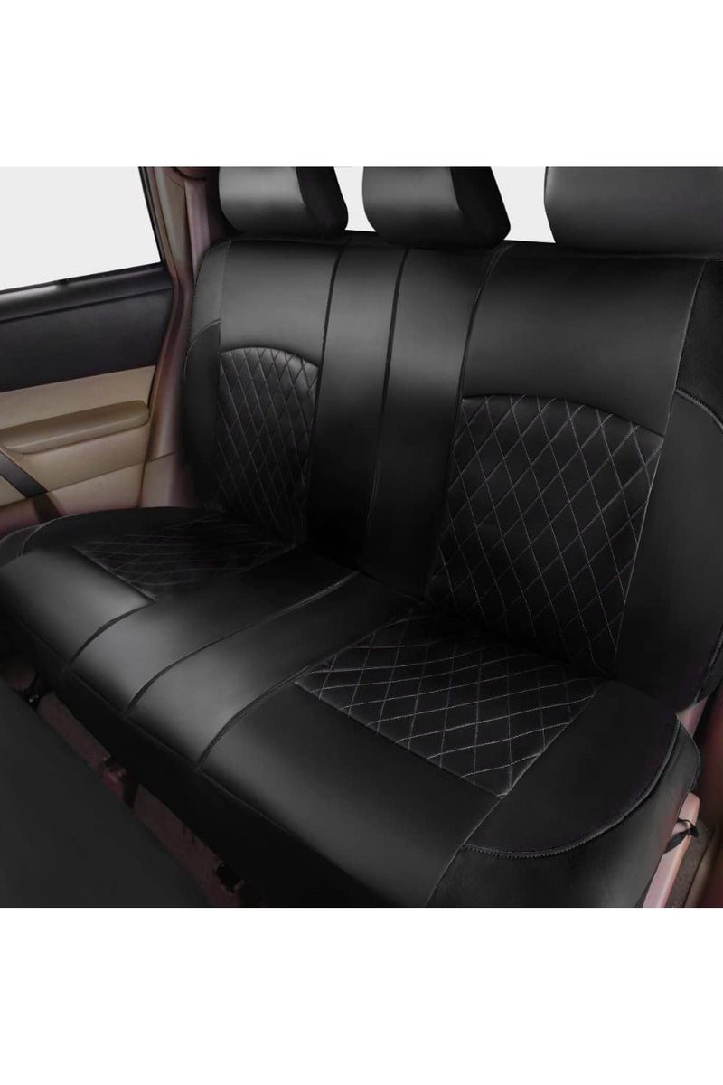 KYD 9 Pieces Universal Car Seat Covers Set, Black PU Leather Auto Seat Protectors Full Set for Most Vehicle - Image 5