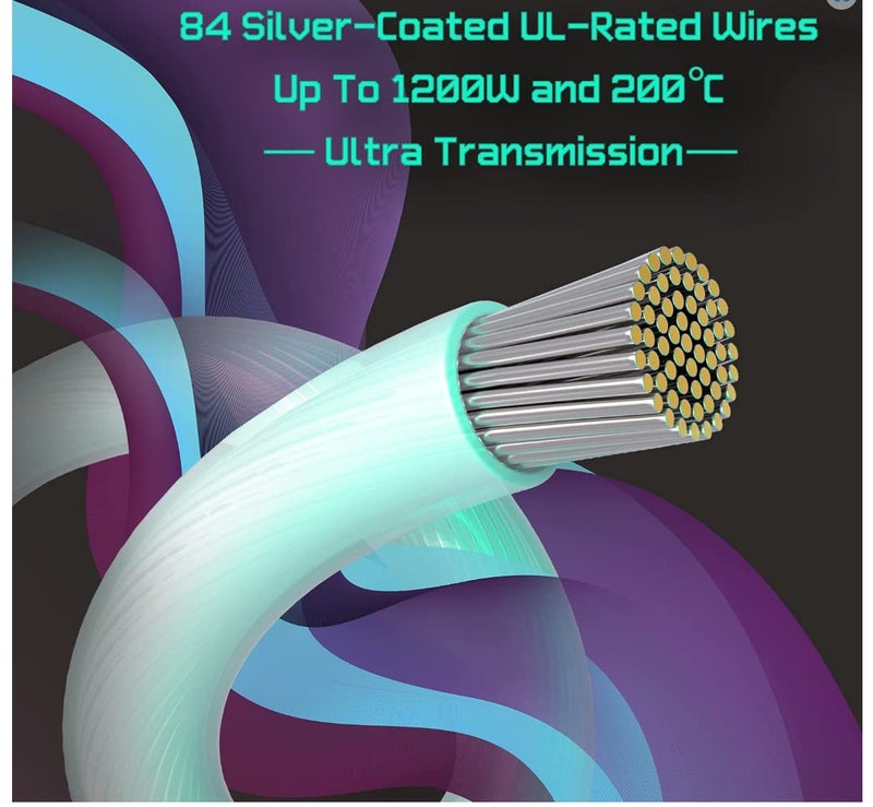 LINKUP 12VHPWR GPU Power Extension Cable | Use with NIVIDA RTX 5070/5080 | 16Pin to 16Pin PCIe 5.0 Cable | Withstands Heat up to 200Â°C | 30cm, Silver - Image 5