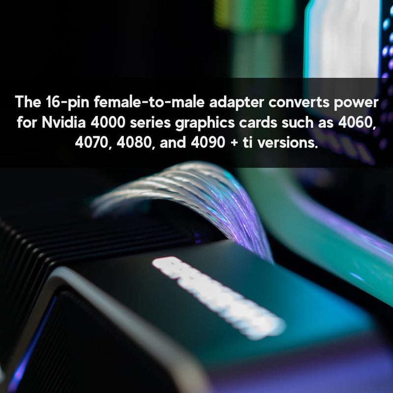 LINKUP 12VHPWR GPU Power Extension Cable | Use with NIVIDA RTX 5070/5080 | 16Pin to 16Pin PCIe 5.0 Cable | Withstands Heat up to 200Â°C | 30cm, Silver - Image 3