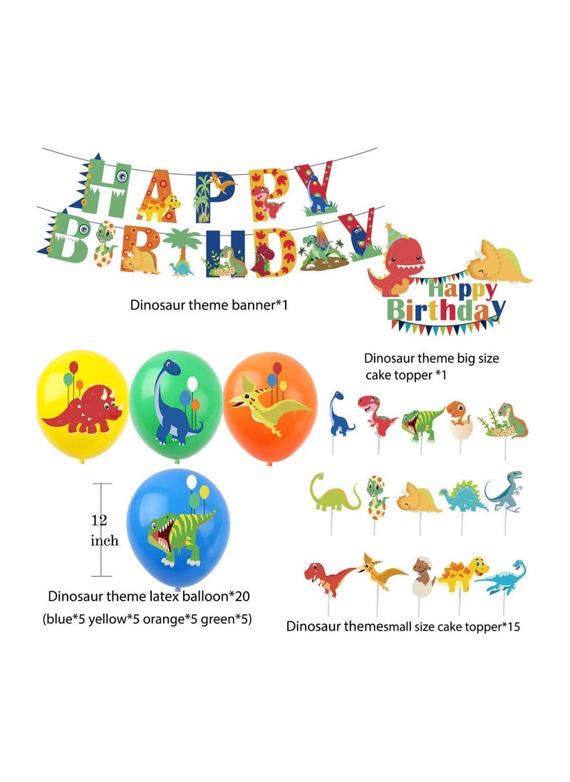 GGEROU - Dinosaur Birthday Decorations Happy Party Balloons Banner Supplies for Boys Men Kids Happy Birthday Balloons for Party Decor Suit For Baby Shower Kids Boys Birthday Party Decorations - Image 1
