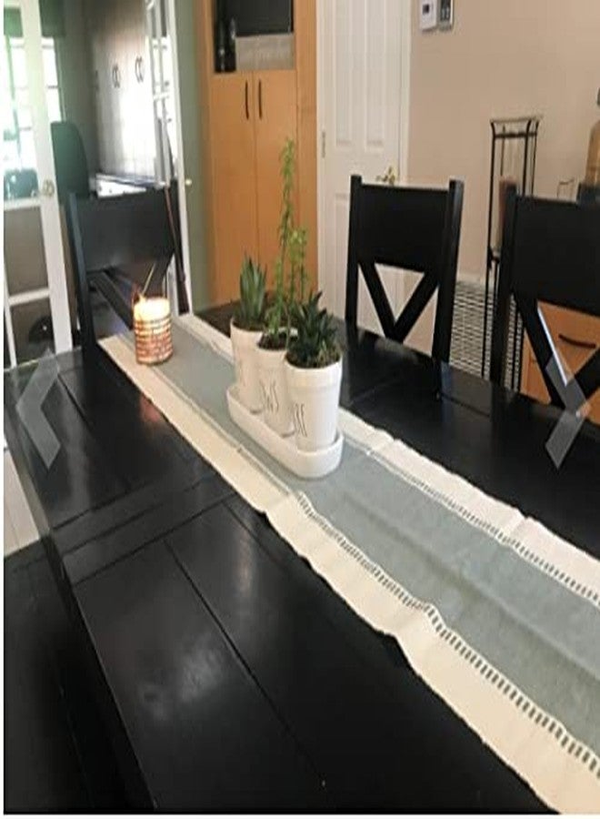 CRAZYWEAVES 100% Cotton Table Runner for 4 Seater Dining Table, Durable with Modern Patterns, Parties and Home Décor, Quick Absorption Handcrafted with Tissles (Green, 152 cm x 32 cm) - Image 2