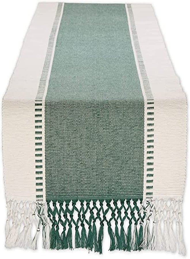 CRAZYWEAVES 100% Cotton Table Runner for 4 Seater Dining Table, Durable with Modern Patterns, Parties and Home Décor, Quick Absorption Handcrafted with Tissles (Green, 152 cm x 32 cm) - Image 1