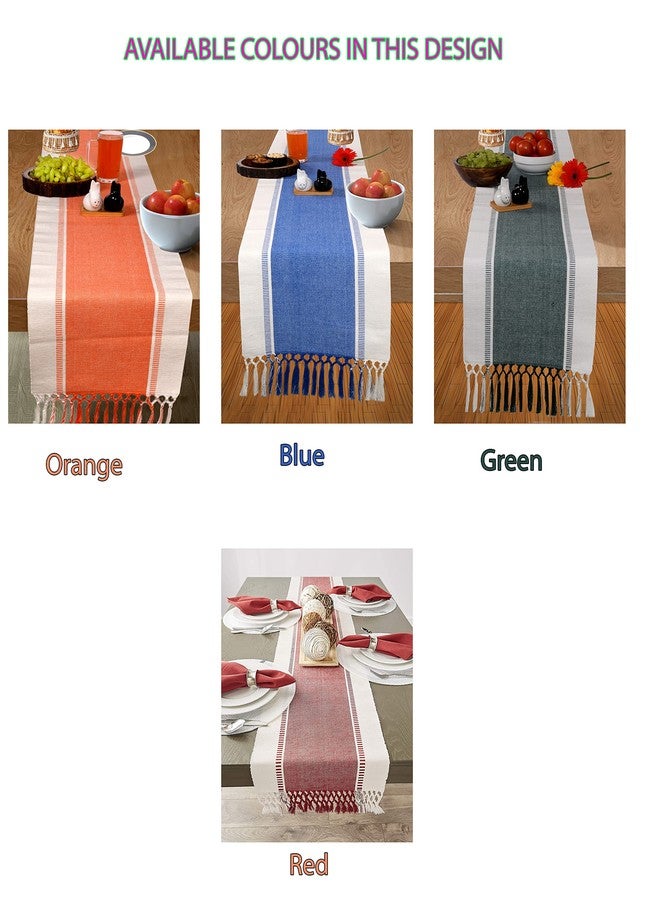 CRAZYWEAVES 100% Cotton Table Runner for 4 Seater Dining Table, Durable with Modern Patterns, Parties and Home Décor, Quick Absorption Handcrafted with Tissles (Green, 152 cm x 32 cm) - Image 5
