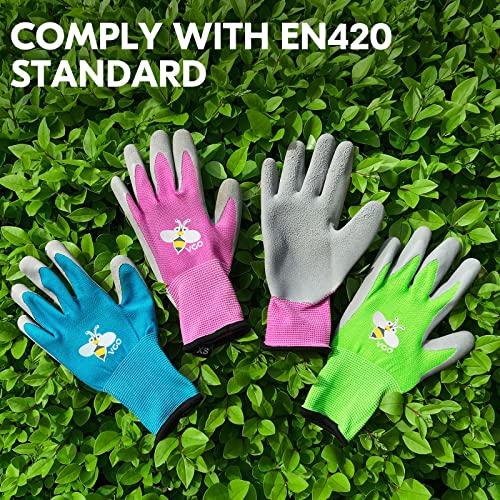 Vgo... 1-Pair Age 5-7 Kids Gardening Gloves, Children Yard Work Gloves, Soft Safety Rubber Gloves (XXS, Green, KID-RB6013) - Image 2