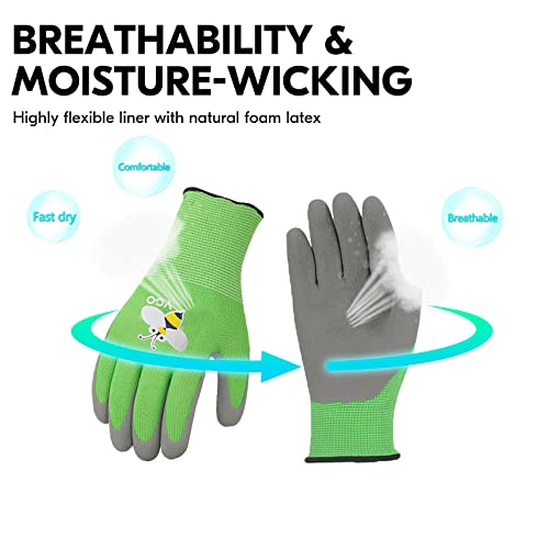 Vgo... 1-Pair Age 5-7 Kids Gardening Gloves, Children Yard Work Gloves, Soft Safety Rubber Gloves (XXS, Green, KID-RB6013) - Image 5