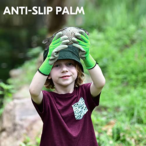 Vgo... 1-Pair Age 5-7 Kids Gardening Gloves, Children Yard Work Gloves, Soft Safety Rubber Gloves (XXS, Green, KID-RB6013) - Image 4
