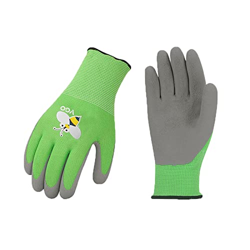 Vgo... 1-Pair Age 5-7 Kids Gardening Gloves, Children Yard Work Gloves, Soft Safety Rubber Gloves (XXS, Green, KID-RB6013) - Image 3