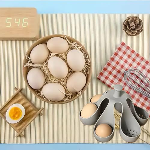 ZXiaJUMCR Silicone Egg Boiler Rack, Freestanding Egg Boiler,egg boiler holder,Silicone Boiled Egg Cooker,Storage and Egg Rack for Making Soft or Hard Boiled Eggs,Holds 6 Eggs, for Cooking Kitchen Gadget, Gray - Image 3