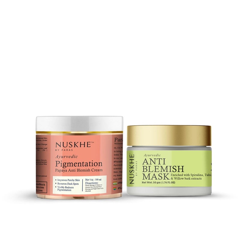 Nuskhe By Paras Nuskhe By Paras Blemish Free Combo for Men and Women Anti Blemish Mask 50 Gram and Pigmentation Papaya Anti Blemish Cream 100 ML - Image 1