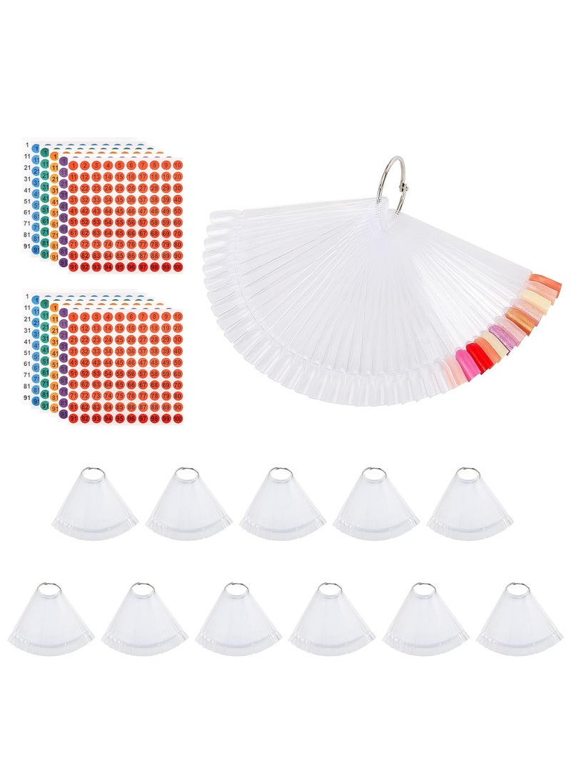 Tbestmax 600 Pcs Nail Swatch Sticks with Number Labels for Color Display Clear Squareshaped Nail Polish Sample Swatches with Ring Practice Nails Tips for Board Home DIY 