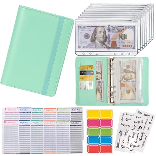 NICOOTHBudget Binder Cash Envelopes A6 Money Saving Binder with Zipper envelopes (A6 Green) - Image 5
