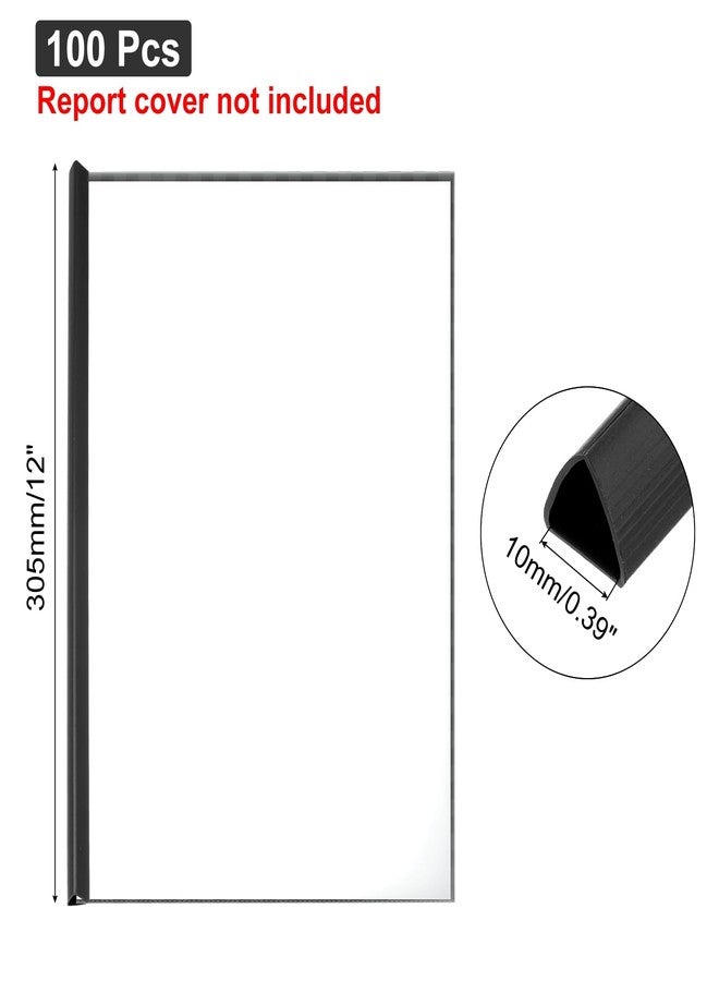 باتيكيل مجموعة باتيكيل من 100 قطعة من قضبان التجليد، قضبان تجليد 10 مم، مسكة منزلقة، سعة 70 ورقة، مقاس A4، مجلد تقارير مثلث الشكل، مناسب لغلاف التقارير والسيرة الذاتية، أسود - Image 2