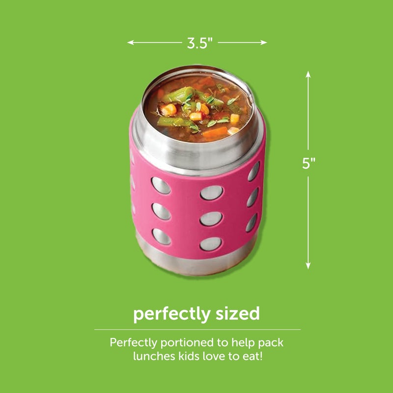 LunchBots Thermal 12 oz Triple Insulated Thermos - Hot 6 Hours or Cold 12 Hours - Leak Proof Thermos Soup Jar - All Stainless Interior - Navy Lid - Pink Dots - Image 2