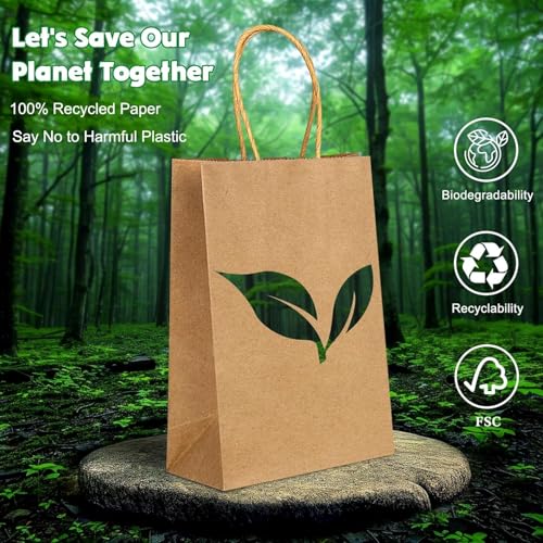 Amit Marketing Kraft Paper Bags with Handle - Small Brown Paper Gift Bags (6x3x9 Inch) for Return Gifts, Wedding, Birthday, Christmas, Party Favors, Shopping, Retail, Grocery, Craft & Business Use (Pack of 25) - Image 3