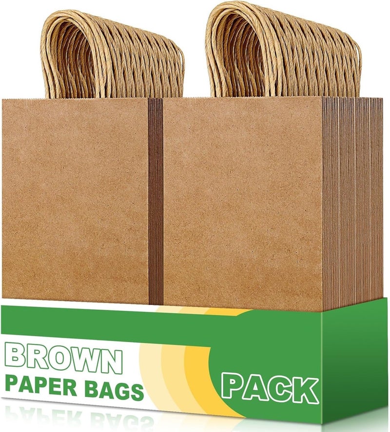 Amit Marketing Kraft Paper Bags with Handle - Small Brown Paper Gift Bags (6x3x9 Inch) for Return Gifts, Wedding, Birthday, Christmas, Party Favors, Shopping, Retail, Grocery, Craft & Business Use (Pack of 25) - Image 1