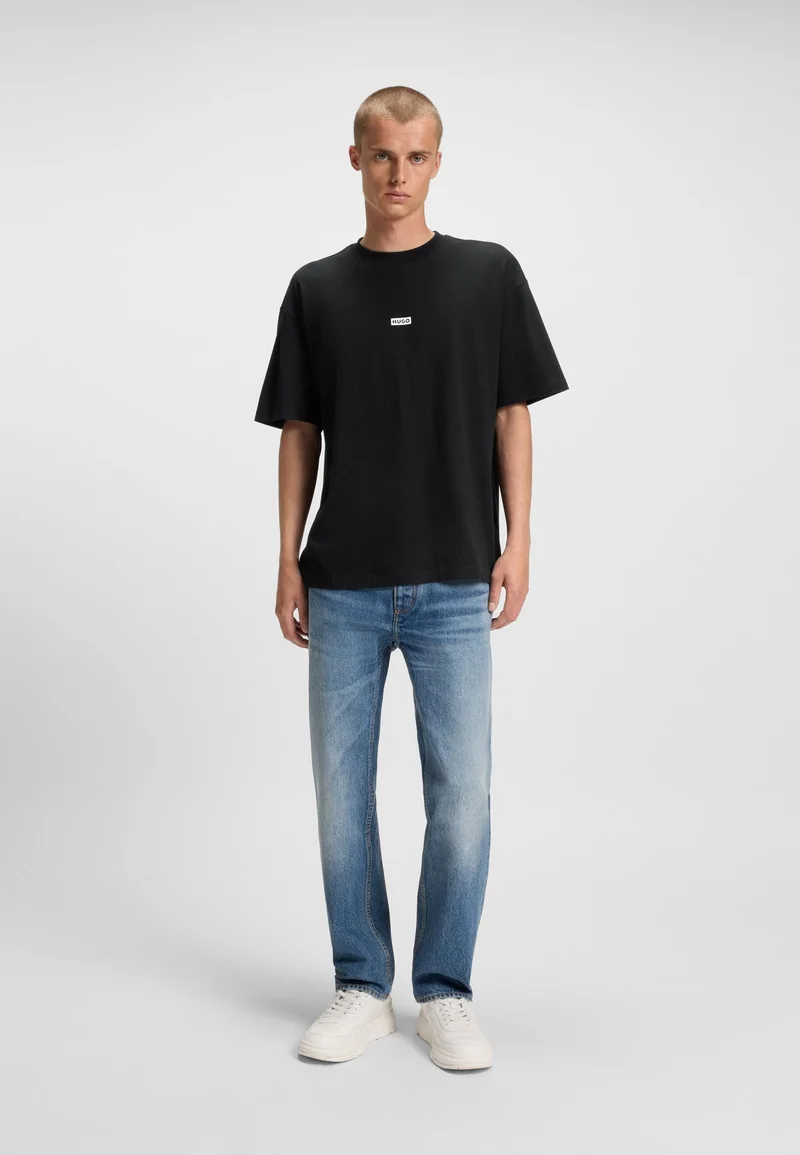 HUGO Black Loose-fit T-shirt in cotton with rear logo artwork for Men | Best Price UAE