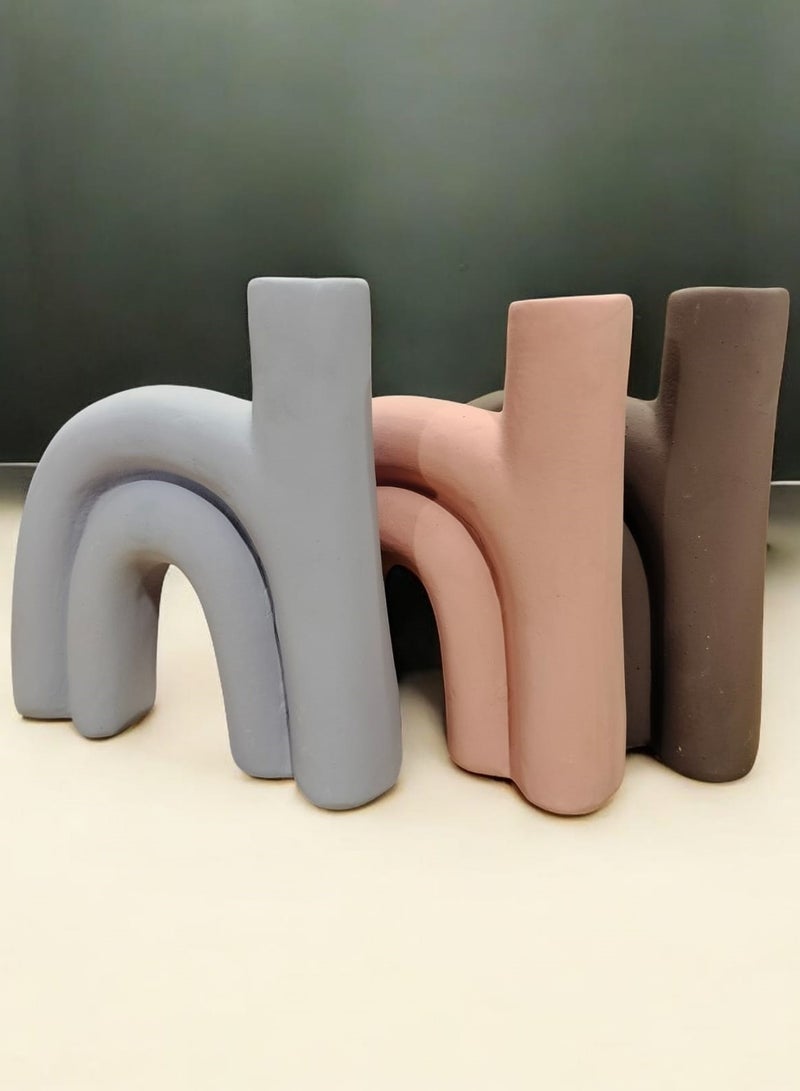color zone pottery 3pcs Pottery Vase Home Decor Modern Figurines 20cm - Image 2