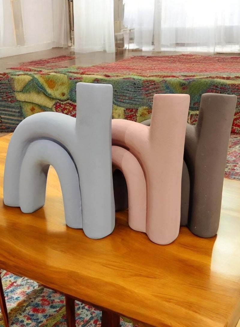 color zone pottery 3pcs Pottery Vase Home Decor Modern Figurines 20cm - Image 4