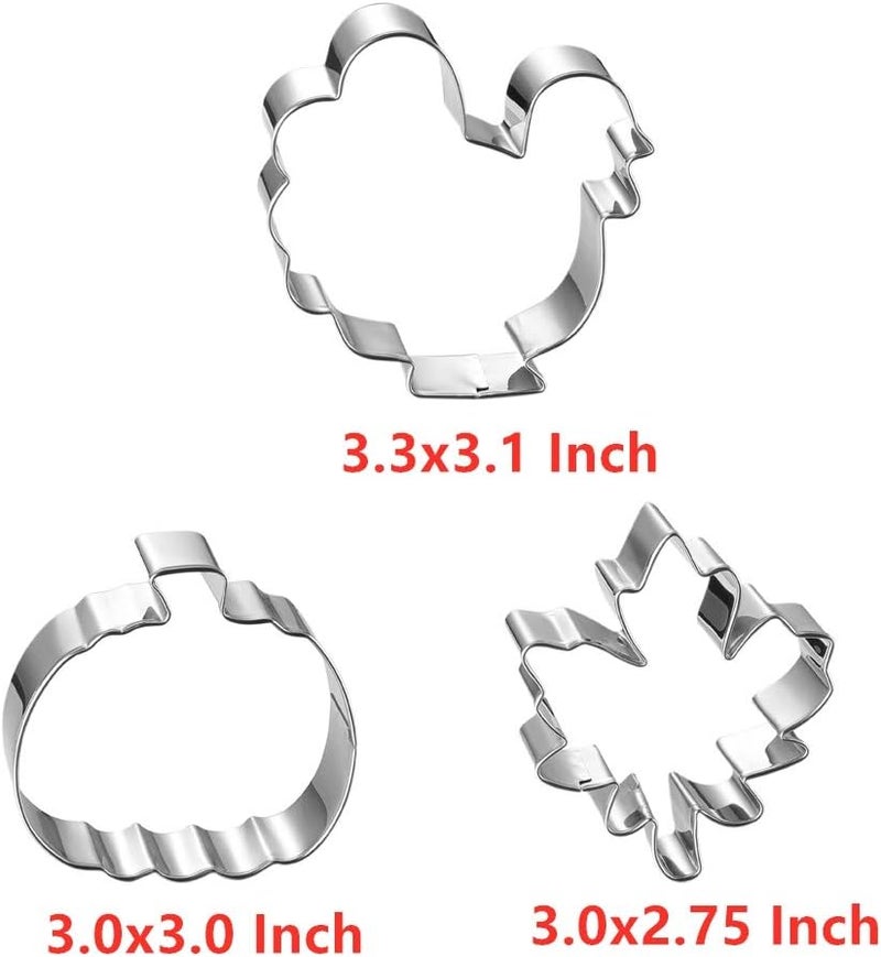 Maykito Fall Thanksgiving Cookie Cutters Set - 8 Pieces - Pumpkin, Football,Turkey, Maple Leaf, Oak Leaf,Squirrel,Candy Corn and Acorn- Stainless Steel - Image 2