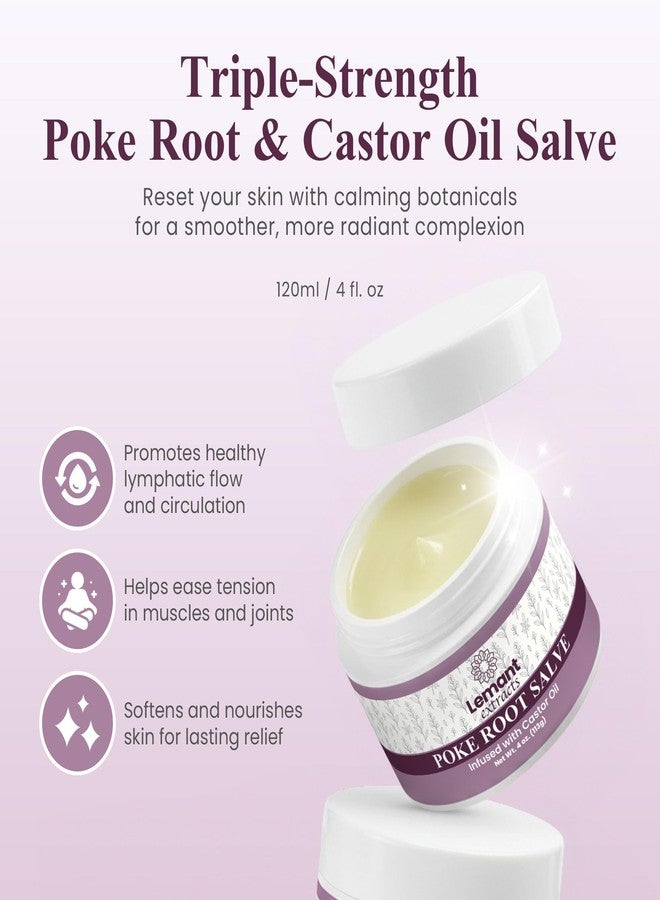 Lemant Organic Poke Root and Castor Oil Salve (4 oz) - Herbal Poke Root Salve infused with Castor Oil, Calendula, Plantain, Red Clover, Boswellia, Shea Butter, and Lavender - Image 2