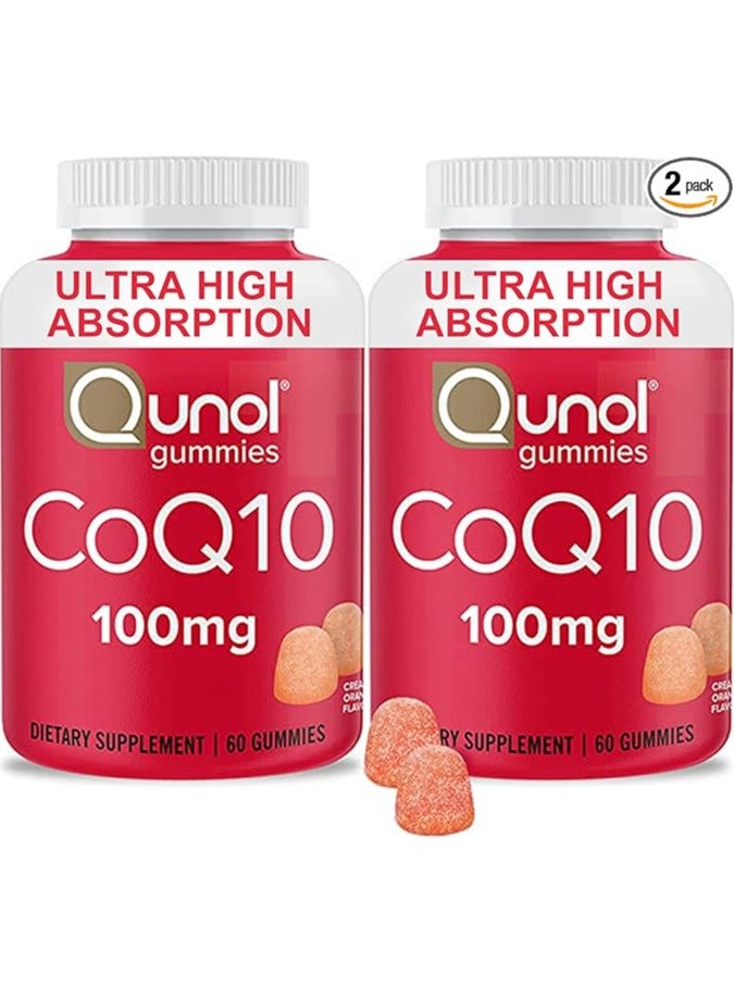 كونول تدعم علكات Qunol CoQ10 صحة القلب، نباتية، خالية من الغلوتين، عالية الامتصاص، 60 قطعة (عبوة من قطعتين)