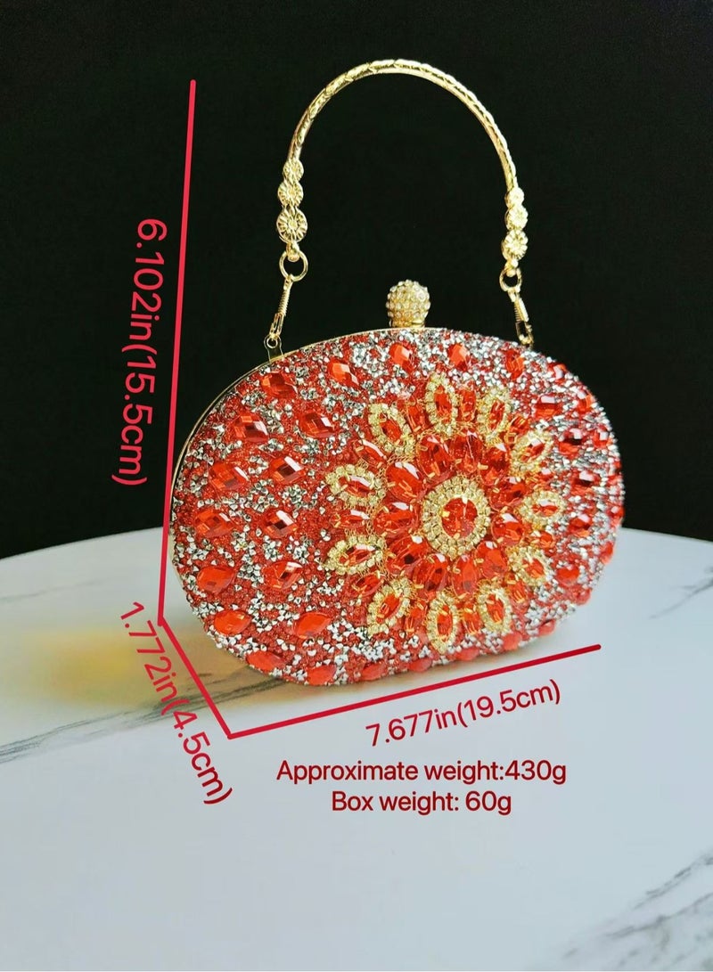Gold Sunflower Clutch Purses For Women Rhinestone Evening Purse Sparkling Handbags Crystal Clutch For Wedding Party，Valentine's Day gift  - Image 4