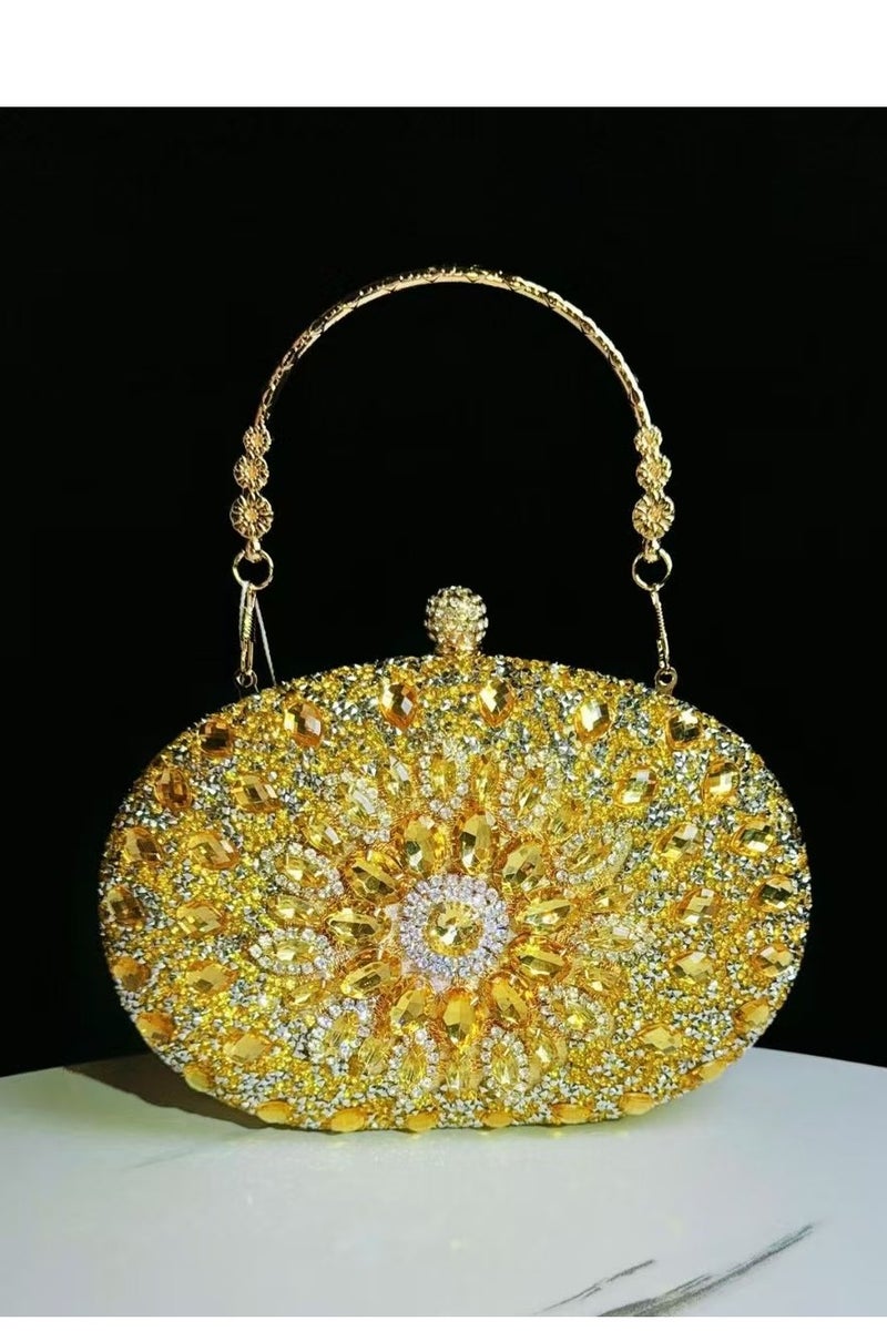 Gold Sunflower Clutch Purses For Women Rhinestone Evening Purse Sparkling Handbags Crystal Clutch For Wedding Party，Valentine's Day gift  - Image 1
