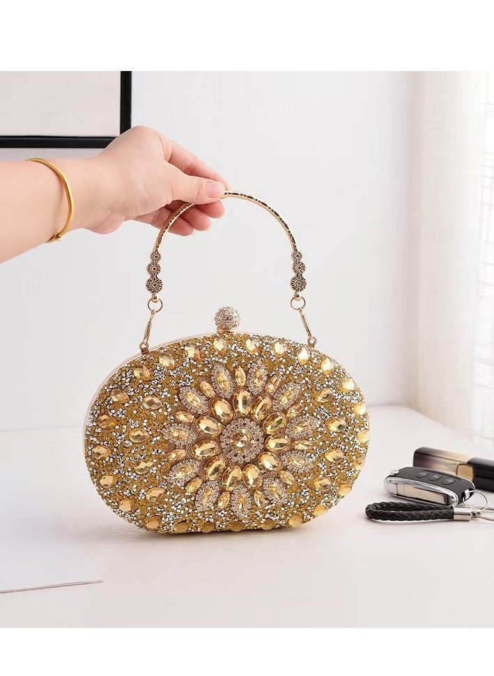 Generic - Gold Sunflower Clutch Purses For Women Rhinestone Evening Purse Sparkling Handbags Crystal Clutch For Wedding Party，Valentine's Day gift - Image 1