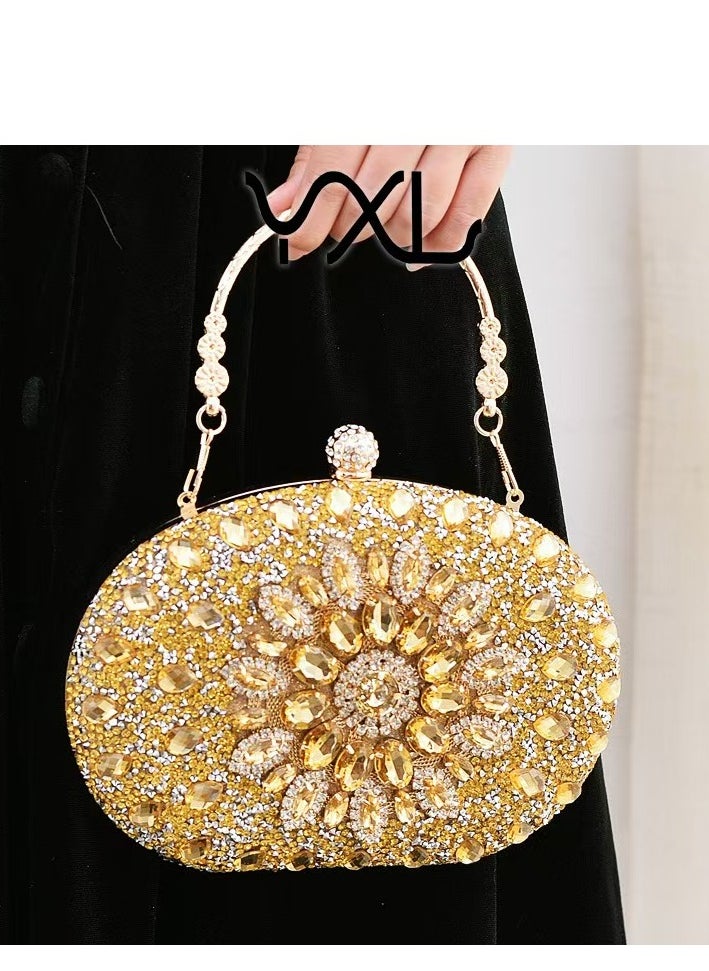 Generic - Gold Sunflower Clutch Purses For Women Rhinestone Evening Purse Sparkling Handbags Crystal Clutch For Wedding Party，Valentine's Day gift - Image 1