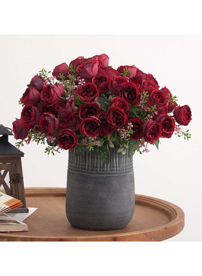 Harmony Blooms: Artificial Mix Mini Peony Flower Bouquet Dark Pink