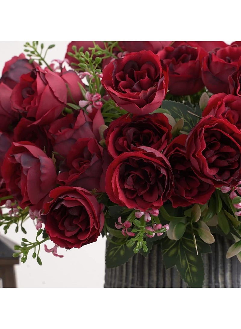 Harmony Blooms: Artificial Mix Mini Peony Flower Bouquet Dark Pink