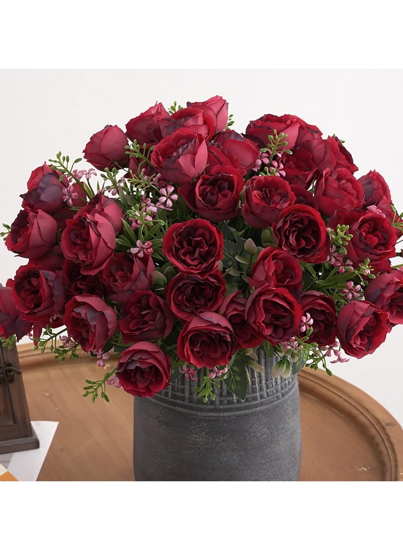 Harmony Blooms: Artificial Mix Mini Peony Flower Bouquet Dark Pink