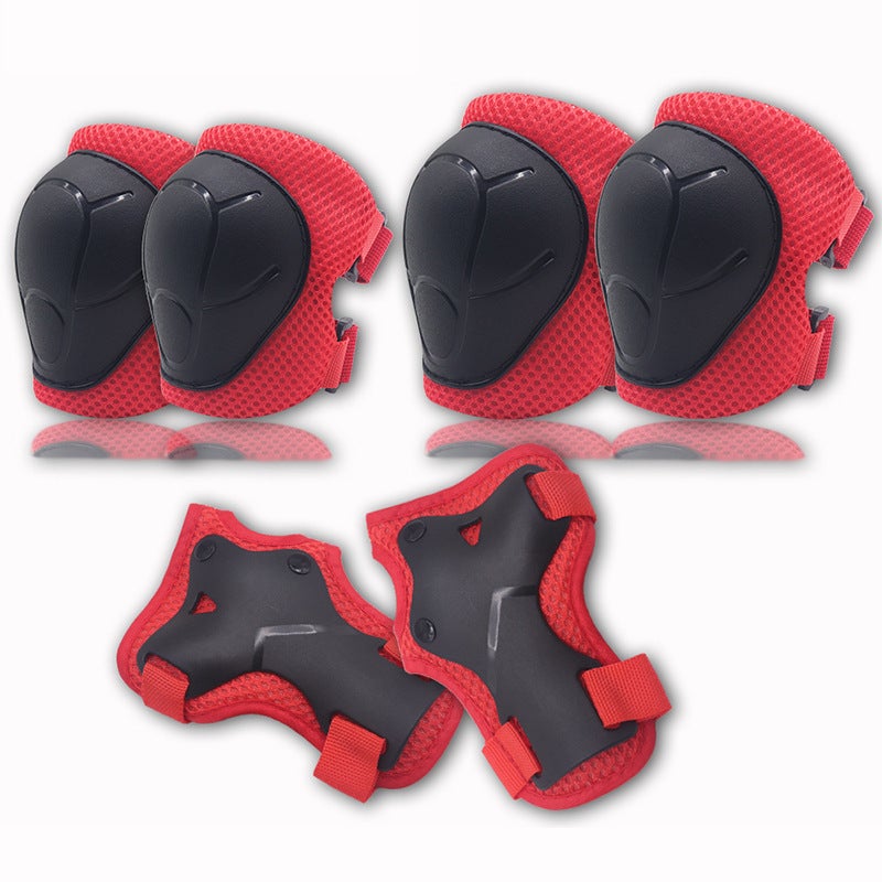 Factory wholesale children's scooter protectors bicycle balance bike roller skating knee pads elbow pads spot protectors six-piece set(Blue Red) - Image 5