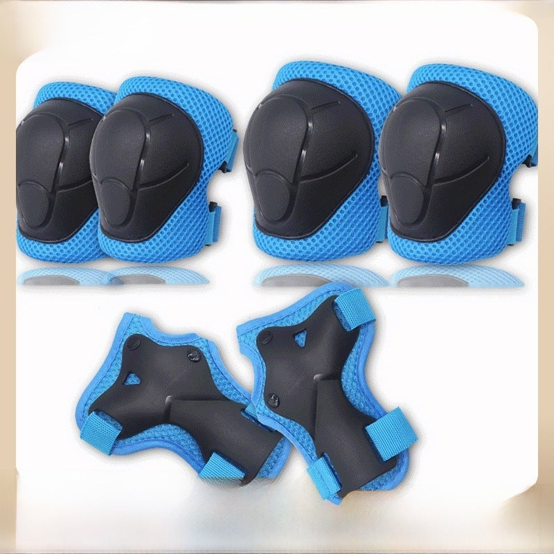 Factory wholesale children's scooter protectors bicycle balance bike roller skating knee pads elbow pads spot protectors six-piece set(Blue Red) - Image 2