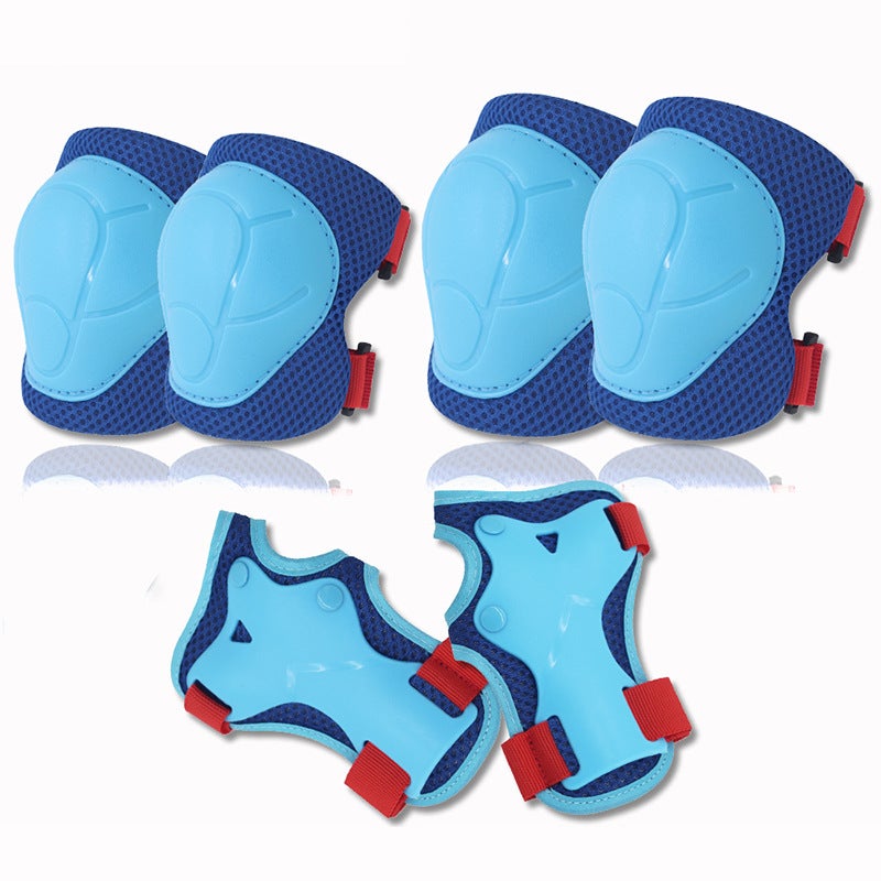 Factory wholesale children's scooter protectors bicycle balance bike roller skating knee pads elbow pads spot protectors six-piece set(Blue Red) - Image 1