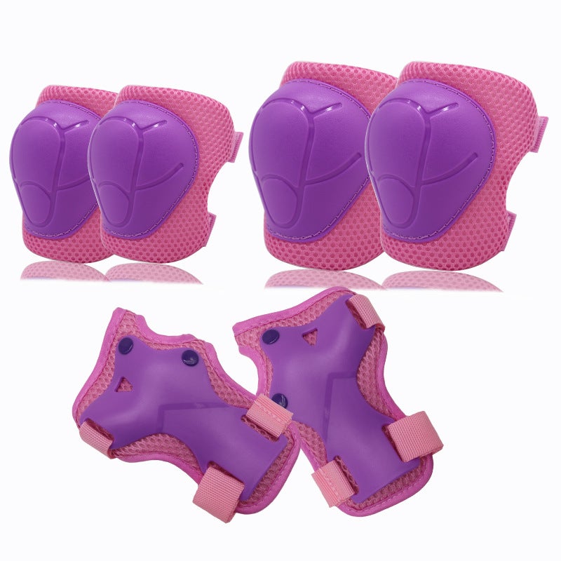 Factory wholesale children's scooter protectors bicycle balance bike roller skating knee pads elbow pads spot protectors six-piece set(Blue Red) - Image 4